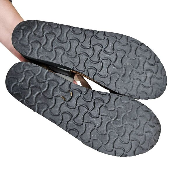 Naot Women's Leather Sandals Black & White Adjustable Straps Cork Footbed Size 4 - Picture 4 of 15